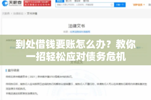 到处借钱要账怎么办？教你一招轻松应对债务危机