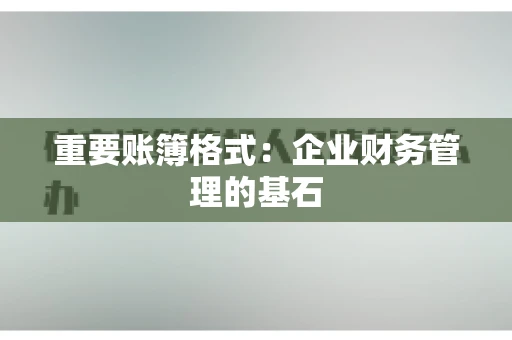 重要账簿格式：企业财务管理的基石
