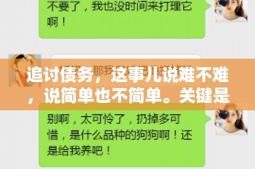 追讨债务，这事儿说难不难，说简单也不简单。关键是要掌握一些门道，才能让整个追讨过程既高效又合法。今天，咱们就来聊聊追讨债务时需要注意的那些事儿。